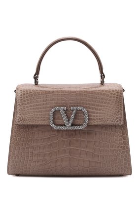 Женская сумка vsling medium из кожи аллигатора VALENTINO темно-бежевого цвета по цене 1915000 руб., арт. WW2B0J20/HKF/AMIS | Фото 1 Женская сумка vsling medium из кожи аллигатора VALENTINO темно-бежевого цвета, арт. WW2B0J20/HKF/AMIS | Фото 1 (Ремень/цепочка: На ремешке; Размер: medium; Сумки-технические: Сумки top-handle)