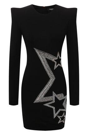 Женское платье из вискозы BALMAIN черного цвета по цене 337500 руб., арт. WF1R8320/P087 | Фото 1 Женское платье из вискозы BALMAIN черного цвета, арт. WF1R8320/P087 | Фото 1 (Рукава: Длинные; Материал внешний: Вискоза; Материал подклада: Вискоза; Длина Ж (юбки, платья, шорты): Мини; Стили: Гламурный; Случай: Вечерний; Женское Кросс-КТ: платье-футляр)