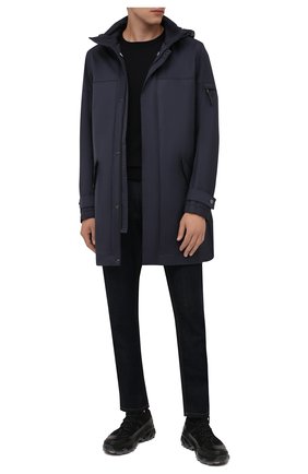 Мужская утепленное пальто BOGNER темно-синего цвета, арт. 48262978 | Фото 2 (Рукава: Длинные; Материал внешний: Синтетический материал, Хлопок; Материал подклада: Синтетический материал; Длина (верхняя одежда): До середины бедра; Кросс-КТ: Куртка; Стили: Кэжуэл; Мужское Кросс-КТ: утепленные куртки)