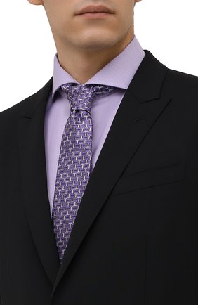 Мужской шелковый галстук LANVIN сиреневого цвета по цене 11150 руб., арт. 3203/TIE | Фото 2 Мужской шелковый галстук LANVIN сиреневого цвета, арт. 3203/TIE | Фото 2 (Материал: Шелк, Текстиль; Принт: С принтом)