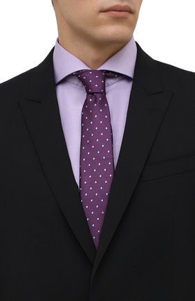 Мужской шелковый галстук LANVIN фиолетового цвета по цене 11150 руб., арт. 1303/TIE | Фото 2 Мужской шелковый галстук LANVIN фиолетового цвета, арт. 1303/TIE | Фото 2 (Материал: Шелк, Текстиль; Принт: С принтом)