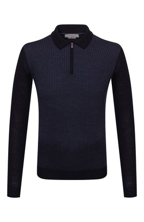 Мужское шерстяное поло CORNELIANI темно-синего цвета по цене 34450 руб., арт. 88M509-1825151/00 | Фото 1 Мужское шерстяное поло CORNELIANI темно-синего цвета, арт. 88M509-1825151/00 | Фото 1 (Материал внешний: Шерсть; Застежка: Молния; Длина (для топов): Стандартные; Рукава: Длинные; Кросс-КТ: Трикотаж; Стили: Кэжуэл)