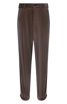 Мужские хлопковые брюки GIORGIO ARMANI коричневого цвета, арт. 0WGPP0D7/T02SV | Фото 1 (Материал внешний: Хлопок; Материал подклада: Синтетический материал; Случай: Повседневный; Стили: Кэжуэл; Длина (брюки, джинсы): Стандартные)