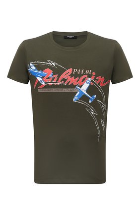 Мужская хлопковая футболка BALMAIN хаки цвета по цене 44400 руб., арт. WH0EF000/G123 | Фото 1 Мужская хлопковая футболка BALMAIN хаки цвета, арт. WH0EF000/G123 | Фото 1 (Рукава: Короткие; Материал внешний: Хлопок; Длина (для топов): Стандартные; Принт: С принтом)