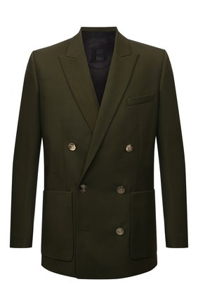 Мужской шерстяной пиджак BALMAIN хаки цвета по цене 147000 руб., арт. WH0SI000/W079 | Фото 1 Мужской шерстяной пиджак BALMAIN хаки цвета, арт. WH0SI000/W079 | Фото 1 (Материал внешний: Шерсть; Материал подклада: Синтетический материал; Пиджаки М: Приталенный; 1-2-бортные: Двубортные; Стили: Классический; Рукава: Длинные; Длина (для топов): Стандартные; Случай: Вечерний)