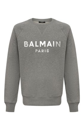 Мужской хлопковый свитшот BALMAIN серого цвета по цене 48250 руб., арт. WH1JQ005/B122 | Фото 1 Мужской хлопковый свитшот BALMAIN серого цвета, арт. WH1JQ005/B122 | Фото 1 (Материал внешний: Хлопок; Рукава: Длинные; Длина (для топов): Стандартные; Мужское Кросс-КТ: свитшот-одежда; Принт: С принтом; Стили: Спорт-шик)