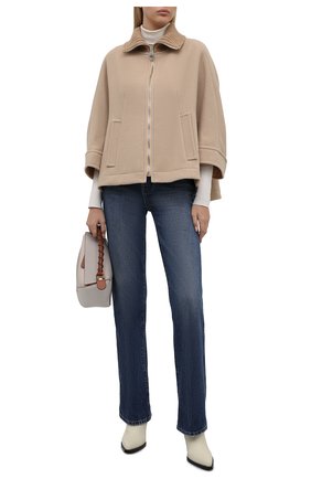 Женское шерстяное пальто CHLOÉ бежевого цвета по цене 132500 руб., арт. CHC21AMA03072 | Фото 2 Женское шерстяное пальто CHLOÉ бежевого цвета, арт. CHC21AMA03072 | Фото 2 (Материал подклада: Вискоза; Материал внешний: Шерсть; Длина (верхняя одежда): Короткие; Рукава: 3/4; 1-2-бортные: Однобортные; Стили: Кэжуэл)