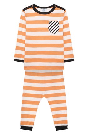 Детский хлопковая пижама SANETTA оранжевого цвета, арт. 221658 | Фото 1 (Рукава: Длинные; Материал внешний: Хлопок; Ростовка одежда: 9 мес | 74 см, 12 мес | 80 см, 18 мес | 86 см, 24 мес | 92 см, 36 мес | 98 см)
