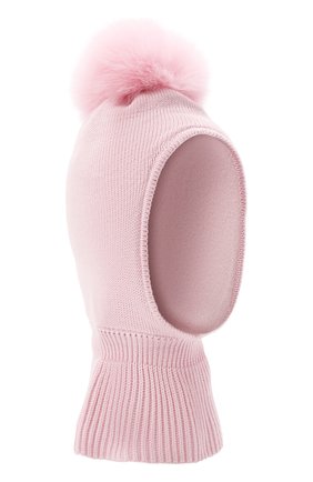 Детского шерстяная шапка-балаклава IL TRENINO розового цвета, арт. 21 4069/18 | Фото 1 (Материал: Шерсть, Текстиль)