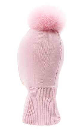 Детского шерстяная шапка-балаклава IL TRENINO розового цвета, арт. 21 4069/18 | Фото 2 (Материал: Шерсть, Текстиль)