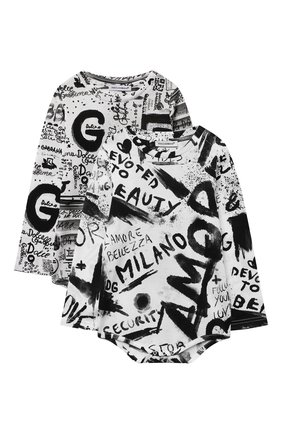 Детское комплект из двух боди DOLCE & GABBANA черно-белого цвета по цене 25150 руб., арт. L2J0H5/G7BGJ | Фото 1 Детское комплект из двух боди DOLCE & GABBANA черно-белого цвета, арт. L2J0H5/G7BGJ | Фото 1 (Рукава: Длинные; Материал внешний: Хлопок; Ростовка одежда: 0 - 3 мес | 50 - 60 см, 12 мес | 80 см, 18 мес | 86 см, 3 мес | 62 см, 6 мес | 68 см, 9 мес | 74 см)