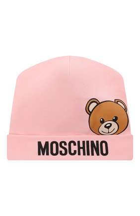 Детского хлопковая шапка MOSCHINO розового цвета по цене 3375 руб., арт. MUX03W/LDA14 | Фото 1 Детского хлопковая шапка MOSCHINO розового цвета, арт. MUX03W/LDA14 | Фото 1 (Материал: Текстиль, Хлопок)