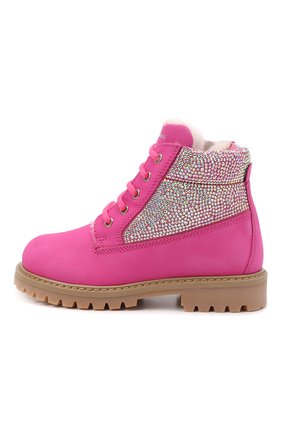 Детские кожаные ботинки MISSOURI розового цвета, арт. 4839 B/18-26 | Фото 2 (Материал утеплителя: Натуральный мех; Материал внешний: Кожа)