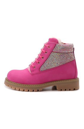 Детские кожаные ботинки MISSOURI розового цвета, арт. 4839 B/27-30 | Фото 2 (Материал утеплителя: Натуральный мех; Материал внешний: Кожа)