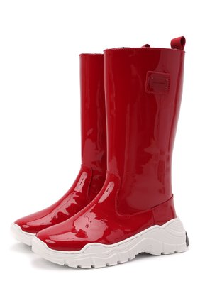Детские кожаные сапоги DOLCE & GABBANA красного цвета по цене 37750 руб., арт. D11067/A0554/24-28 | Фото 1 Детские кожаные сапоги DOLCE & GABBANA красного цвета, арт. D11067/A0554/24-28 | Фото 1 (Материал утеплителя: Натуральный мех; Материал внешний: Кожа)