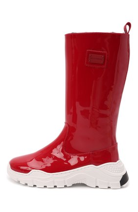 Детские кожаные сапоги DOLCE & GABBANA красного цвета по цене 37750 руб., арт. D11067/A0554/24-28 | Фото 2 Детские кожаные сапоги DOLCE & GABBANA красного цвета, арт. D11067/A0554/24-28 | Фото 2 (Материал утеплителя: Натуральный мех; Материал внешний: Кожа)
