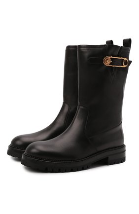 Женские кожаные сапоги VERSACE черного цвета по цене 103500 руб., арт. 1000841/1A00633 | Фото 1 Женские кожаные сапоги VERSACE черного цвета, арт. 1000841/1A00633 | Фото 1 (Каблук высота: Низкий; Подошва: Платформа; Материал внутренний: Натуральная кожа; Каблук тип: Устойчивый; Высота голенища: Средние)