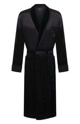 Мужской шелковый халат GIORGIO ARMANI черного цвета по цене 183500 руб., арт. 100032/CC820 | Фото 1 Мужской шелковый халат GIORGIO ARMANI черного цвета, арт. 100032/CC820 | Фото 1 (Материал внешний: Шелк; Кросс-КТ: домашняя одежда; Длина (верхняя одежда): Длинные; Рукава: Длинные)