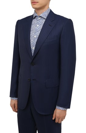 Мужской шерстяной костюм ZEGNA COUTURE синего цвета по цене 477000 руб., арт. 232N06/21L2N5 | Фото 2 Мужской шерстяной костюм ZEGNA COUTURE синего цвета, арт. 232N06/21L2N5 | Фото 2 (Материал внешний: Шерсть; Материал подклада: Купро; Рукава: Длинные; 1-2-бортные: Однобортные; Стили: Классический)