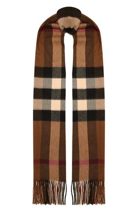 Женский кашемировый шарф BURBERRY коричневого цвета, арт. 8045336 | Фото 1 (Материал: Кашемир, Шерсть, Текстиль)