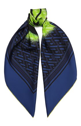 Женский шелковый платок VERSACE темно-синего цвета, арт. 1001600/1A01907 | Фото 1 (Материал: Текстиль, Шелк)