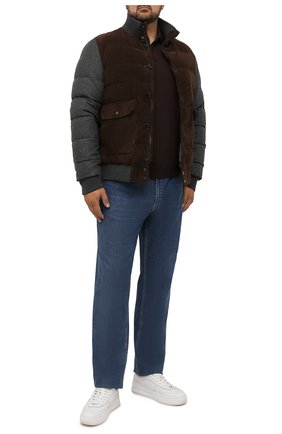 Мужской пуховый бомбер KITON коричневого цвета по цене 399500 руб., арт. UW1061MV0247A/64-72 | Фото 2 Мужской пуховый бомбер KITON коричневого цвета, арт. UW1061MV0247A/64-72 | Фото 2 (Рукава: Длинные; Длина (верхняя одежда): Короткие; Материал внешний: Шерсть; Материал подклада: Синтетический материал; Материал утеплителя: Пух и перо; Кросс-КТ: Куртка; Принт: Без принта; Мужское Кросс-КТ: пуховик-короткий; Стили: Кэжуэл; Big sizes: Big Sizes)