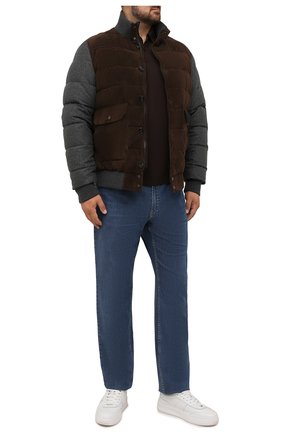 Мужское шерстяное поло KITON темно-коричневого цвета по цене 149500 руб., арт. UK864L | Фото 2 Мужское шерстяное поло KITON темно-коричневого цвета, арт. UK864L | Фото 2 (Длина (для топов): Стандартные; Рукава: Длинные; Материал внешний: Шерсть; Застежка: Пуговицы; Стили: Классический; Кросс-КТ: Трикотаж; Big sizes: Big Sizes)