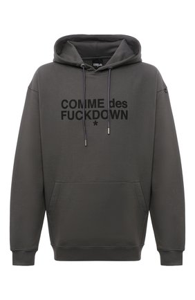 Мужской хлопковое худи COMME DES FUCKDOWN темно-серого цвета по цене 12700 руб., арт. CDFU1230 | Фото 1 Мужской хлопковое худи COMME DES FUCKDOWN темно-серого цвета, арт. CDFU1230 | Фото 1 (Рукава: Длинные; Материал внешний: Хлопок; Длина (для топов): Стандартные; Мужское Кросс-КТ: Худи-одежда; Принт: С принтом; Стили: Спорт-шик)