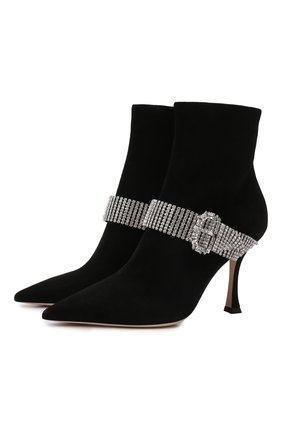 Женские замшевые ботильоны kaza 90 JIMMY CHOO черного цвета по цене 108000 руб., арт. KAZA 90/WQC | Фото 1 Женские замшевые ботильоны kaza 90 JIMMY CHOO черного цвета, арт. KAZA 90/WQC | Фото 1 (Материал внутренний: Натуральная кожа; Каблук тип: Шпилька; Материал внешний: Замша, Кожа; Подошва: Плоская; Каблук высота: Высокий)