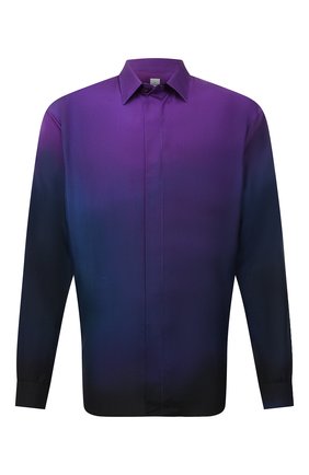 Мужская шелковая рубашка BERLUTI фиолетового цвета по цене 109000 руб., арт. R21HTL52-002 | Фото 1 Мужская шелковая рубашка BERLUTI фиолетового цвета, арт. R21HTL52-002 | Фото 1 (Материал внешний: Шелк; Случай: Повседневный; Принт: Однотонные; Рубашки М: Regular Fit; Манжеты: На пуговицах; Воротник: Кент; Стили: Кэжуэл; Рукава: Длинные; Длина (для топов): Стандартные)
