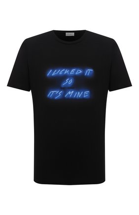 Мужская хлопковая футболка SAINT LAURENT черного цвета по цене 28450 руб., арт. 670106/Y36JW | Фото 1 Мужская хлопковая футболка SAINT LAURENT черного цвета, арт. 670106/Y36JW | Фото 1 (Длина (для топов): Стандартные; Материал внешний: Хлопок; Рукава: Короткие; Принт: С принтом; Стили: Кэжуэл)