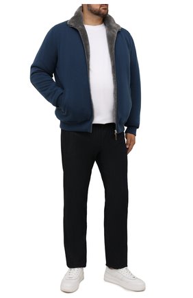 Мужской кашемировый бомбер с меховой подкладкой SVEVO синего цвета, арт. 0140SA21/MP01/2/60-62 | Фото 2 (Материал внешний: Шерсть, Кашемир; Рукава: Длинные; Длина (верхняя одежда): Короткие; Кросс-КТ: Куртка; Принт: Без принта; Мужское Кросс-КТ: утепленные куртки, шерсть и кашемир; Стили: Кэжуэл; Big sizes: Big Sizes)