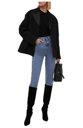 Женские замшевые сапоги SAINT LAURENT черного цвета по цене 121500 руб., арт. 670714/27D00 | Фото 2 Женские замшевые сапоги SAINT LAURENT черного цвета, арт. 670714/27D00 | Фото 2 (Подошва: Плоская; Материал внутренний: Натуральная кожа; Высота голенища: Средние; Каблук высота: Высокий; Каблук тип: Устойчивый; Материал внешний: Замша)