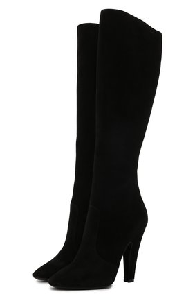 Женские замшевые сапоги SAINT LAURENT черного цвета по цене 168500 руб., арт. 670714/27D00 | Фото 1