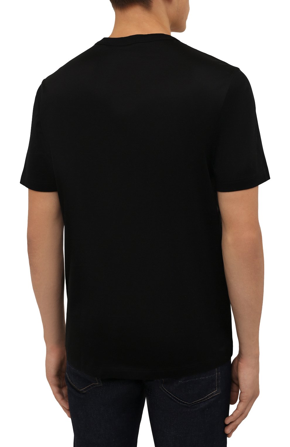 Мужская хлопковая футболка BRIONI черного цвета, арт. UJCH0L/01646 | Фото 4 (Рукава: Короткие; Длина (для топов): Стандартные; Принт: С принтом; Материал внешний: Хлопок; Стили: Кэжуэл)