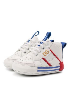 Детские кожаные кроссовки DOLCE & GABBANA белого цвета по цене 17250 руб., арт. DK0131/AH628 | Фото 1 Детские кожаные кроссовки DOLCE & GABBANA белого цвета, арт. DK0131/AH628 | Фото 1