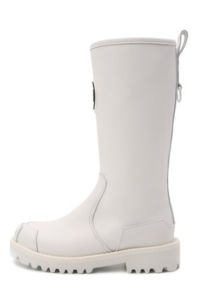Детские кожаные сапоги DOLCE & GABBANA белого цвета, арт. D11055/AQ540/24-28 | Фото 2 (Материал утеплителя: Натуральный мех; Материал внешний: Кожа)
