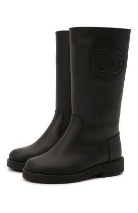 Детские кожаные сапоги DOLCE & GABBANA черного цвета по цене 37750 руб., арт. D10999/A5660/24-28 | Фото 1 Детские кожаные сапоги DOLCE & GABBANA черного цвета, арт. D10999/A5660/24-28 | Фото 1 (Материал утеплителя: Натуральный мех; Материал внешний: Кожа)