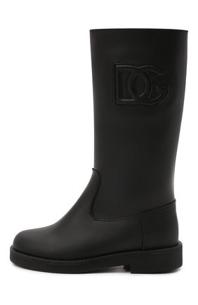 Детские кожаные сапоги DOLCE & GABBANA черного цвета по цене 37750 руб., арт. D10999/A5660/24-28 | Фото 2 Детские кожаные сапоги DOLCE & GABBANA черного цвета, арт. D10999/A5660/24-28 | Фото 2 (Материал утеплителя: Натуральный мех; Материал внешний: Кожа)