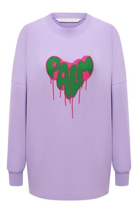 Женская хлопковый лонгслив PALM ANGELS сиреневого цвета по цене 29950 руб., арт. PWAB012F21JER0043632 | Фото 1 Женская хлопковый лонгслив PALM ANGELS сиреневого цвета, арт. PWAB012F21JER0043632 | Фото 1 (Длина (для топов): Стандартные; Рукава: Длинные; Материал внешний: Хлопок; Стили: Спорт-шик; Принт: С принтом; Женское Кросс-КТ: Лонгслив-одежда)