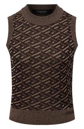Женский топ из вискозы VERSACE коричневого цвета по цене 56300 руб., арт. 1002334/1A01524 | Фото 1 Женский топ из вискозы VERSACE коричневого цвета, арт. 1002334/1A01524 | Фото 1 (Материал внешний: Вискоза; Длина (для топов): Укороченные; Стили: Гламурный; Кросс-КТ: без рукавов)
