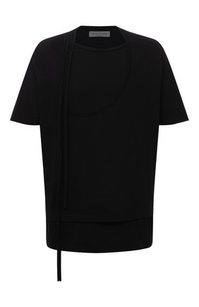 Мужская хлопковая футболка YOHJI YAMAMOTO черного цвета по цене 29750 руб., арт. HX-T43-081 | Фото 1 Мужская хлопковая футболка YOHJI YAMAMOTO черного цвета, арт. HX-T43-081 | Фото 1 (Материал внешний: Хлопок; Рукава: Короткие; Длина (для топов): Удлиненные; Принт: Без принта)