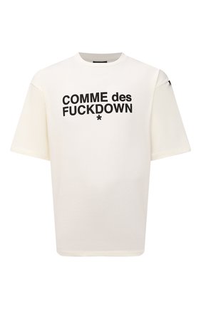Мужская хлопковая футболка COMME DES FUCKDOWN белого цвета по цене 4935 руб., арт. CDFU1232 | Фото 1 Мужская хлопковая футболка COMME DES FUCKDOWN белого цвета, арт. CDFU1232 | Фото 1 (Материал внешний: Хлопок; Длина (для топов): Стандартные; Принт: С принтом; Рукава: Короткие; Стили: Гранж)