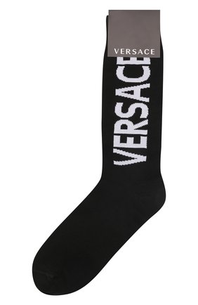 Мужские хлопковые носки VERSACE черного цвета, арт. ICZ0003/IK0104 | Фото 1 (Материал внешний: Хлопок; Кросс-КТ: бельё)