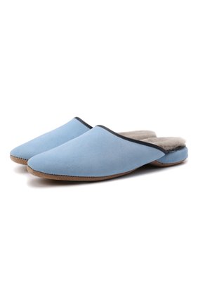 Женского замшевые домашние туфли DEREK ROSE голубого цвета, арт. 0900-IM0G001 | Фото 1 (Подошва: Платформа; Материал утеплителя: Натуральный мех; Материал внешний: Кожа, Замша)