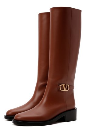 Женские кожаные сапоги vlogo signature VALENTINO коричневого цвета по цене 121500 руб., арт. WW2S0CF3/DSH | Фото 1 Женские кожаные сапоги vlogo signature VALENTINO коричневого цвета, арт. WW2S0CF3/DSH | Фото 1 (Материал внутренний: Натуральная кожа; Подошва: Плоская; Каблук высота: Низкий; Высота голенища: Средние; Каблук тип: Устойчивый)