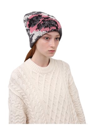 Женская шапка TAK.ORI серого цвета по цене 22200 руб., арт. HTK51042WP037AW19 | Фото 2 Женская шапка TAK.ORI серого цвета, арт. HTK51042WP037AW19 | Фото 2 (Материал: Текстиль, Синтетический материал, Шерсть)