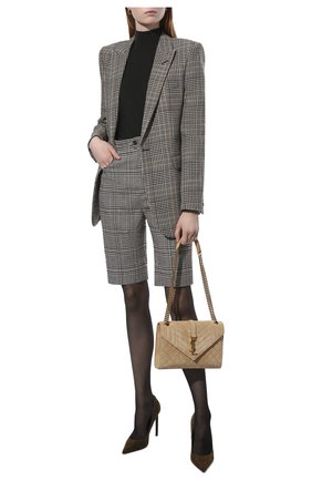 Женские шерстяные шорты SAINT LAURENT серого цвета по цене 75850 руб., арт. 661317/Y3D12 | Фото 2 Женские шерстяные шорты SAINT LAURENT серого цвета, арт. 661317/Y3D12 | Фото 2 (Материал внешний: Шерсть; Длина Ж (юбки, платья, шорты): Миди; Стили: Гламурный; Женское Кросс-КТ: Шорты-одежда)