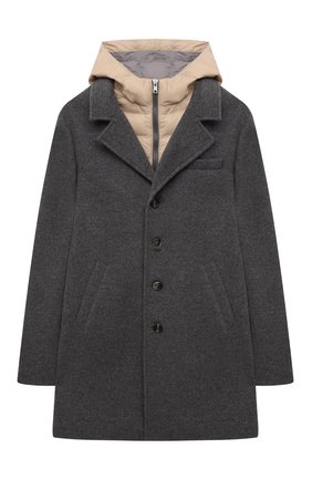 Детское кашемировое пальто BRUNELLO CUCINELLI серого цвета по цене 186000 руб., арт. BT4970310C | Фото 1 Детское кашемировое пальто BRUNELLO CUCINELLI серого цвета, арт. BT4970310C | Фото 1 (Материал внешний: Шерсть, Кашемир; Рукава: Длинные; Материал утеплителя: Пух и перо; Материал подклада: Синтетический материал; Стили: Классический; Кросс-КТ: Сезон: демисезон; Ростовка одежда: 12 лет | 152 см)