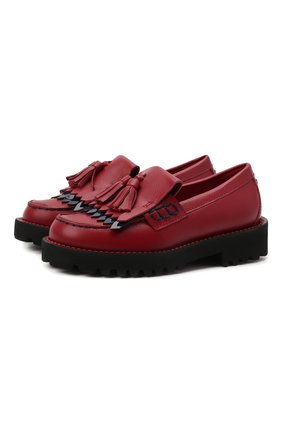 Детские кожаные лоферы DOLCE & GABBANA красного цвета, арт. D11044/A7924/24-28 | Фото 1 (Материал внутренний: Натуральная кожа; Материал внешний: Кожа; Обувь девочки: Обувь девочки)